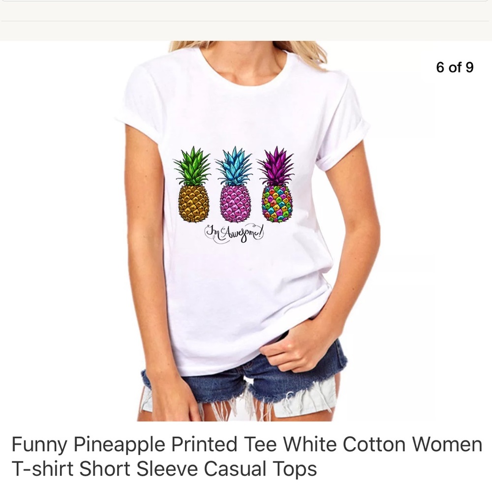 30% OFF NWT New pineapple 🍍 white t-shirt tee S - Picture 2 of 3